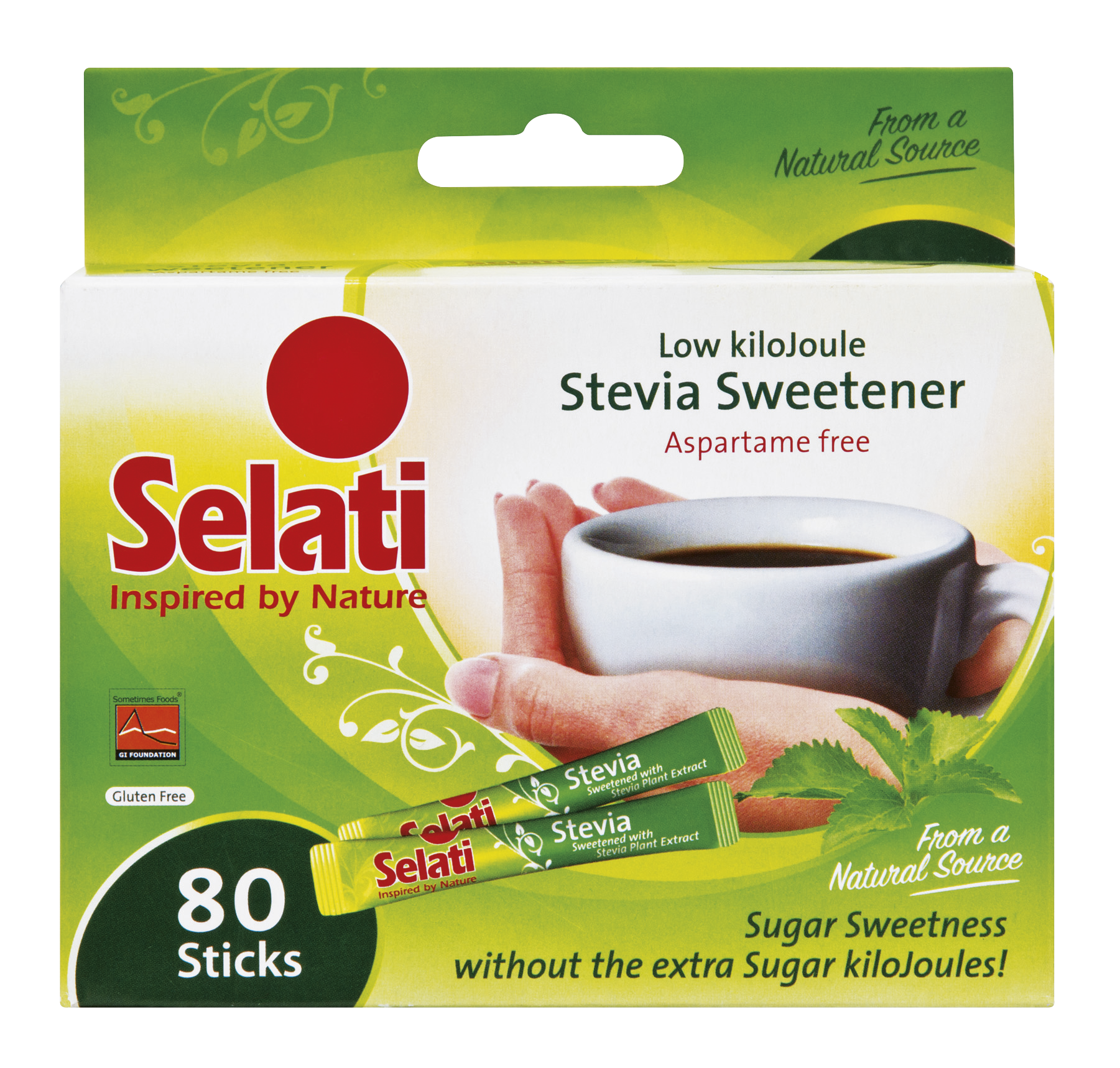 Selati Stevia 80 sticks in dispenser